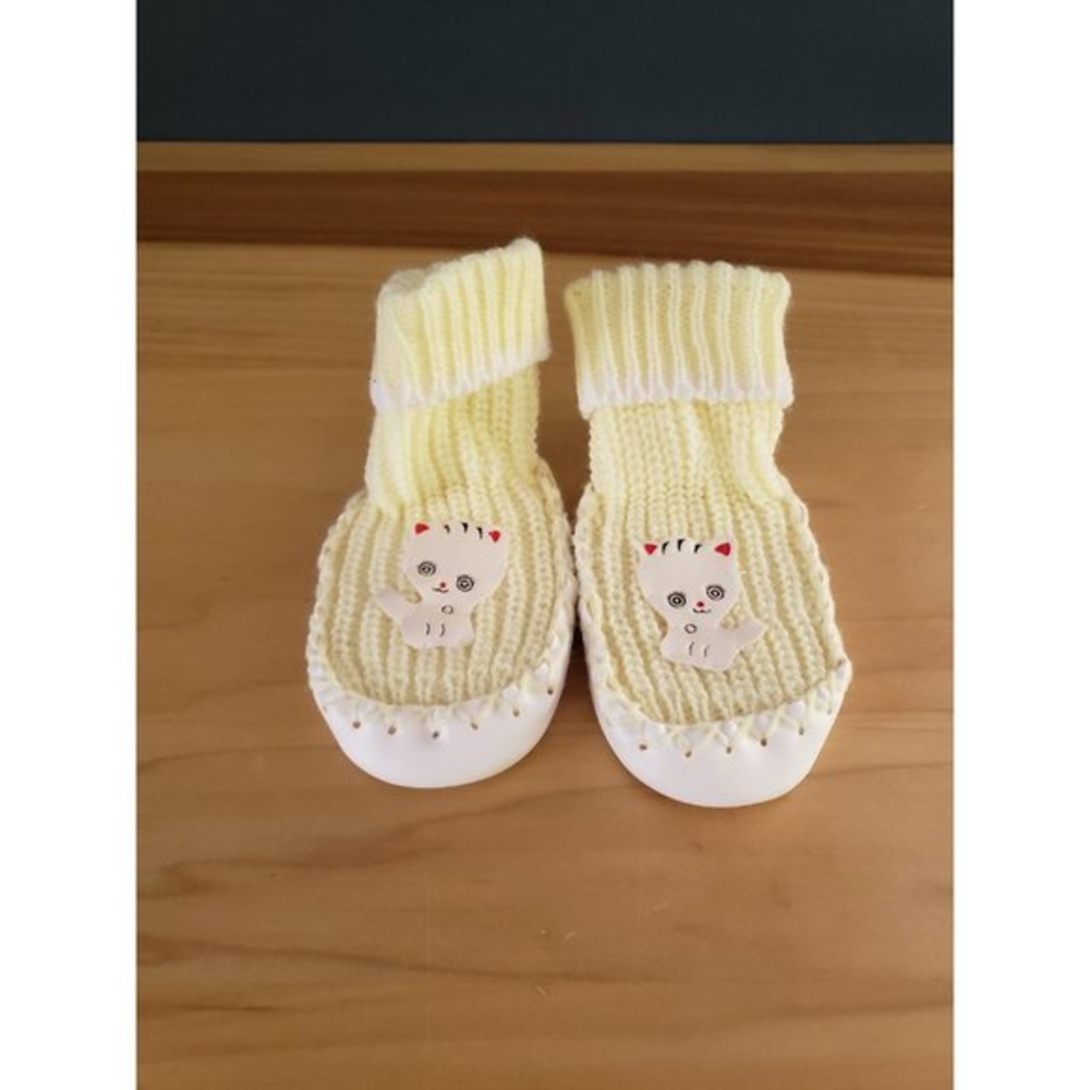 80s Yellow Kitty Toddler Slippers